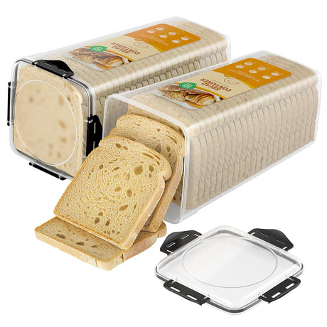DaCool Bread Box 2 Pack, Plastic Bread Container, Bread Storage for Kitchen Counter, Bread Keeper with Airtight Lid, Tall Bread Saver, Sandwich Bread Holder, 5.6 Qt / 5.3L Each DaCool