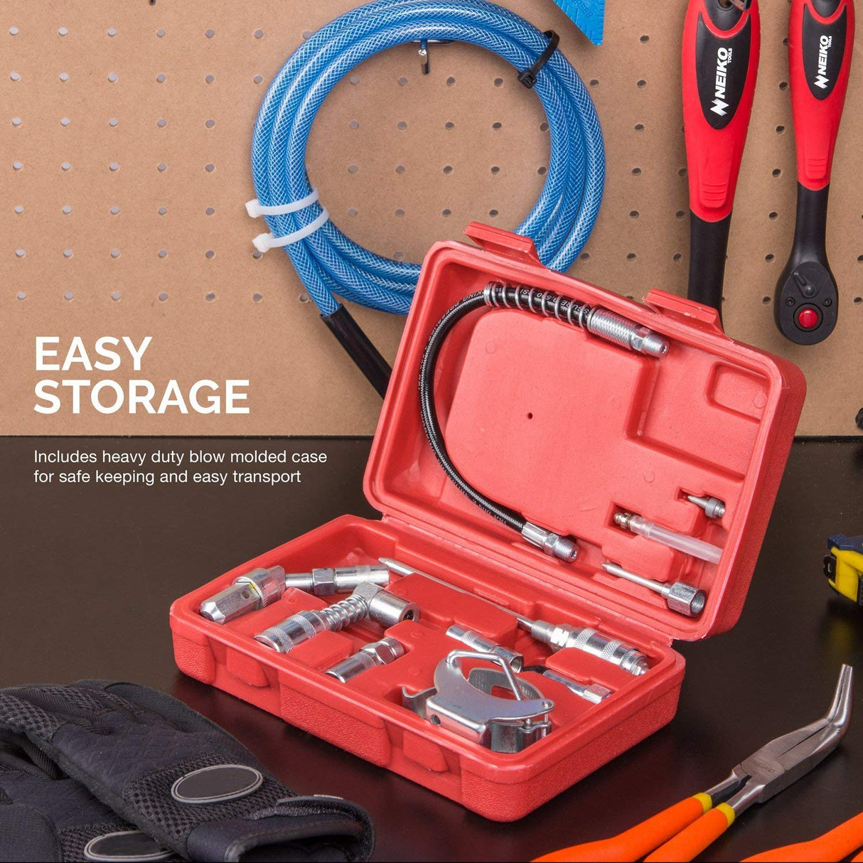 Tooluxe 61077L Multi-Function Grease Gun and Lubrication Accessory Kit Tooluxe