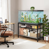 VOWNER 55-75 Gallon Fish Tank Stand - Metal Aquarium Stand, 48.4" L x 18.5" W x 29.5" H, Heavy Duty Reptile Tank Stand, Adjustable 3-Tier Fish Tank Rack Shelf for Home Office, 1000LBS Capacity, Grey VOWNER