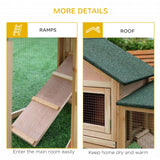 PawHut 83" L Outdoor Rabbit Hutch with Double Runs, Large Guinea Pig Cage Indoor, Wooden Bunny Hutch with Weatherproof Roof, Removable Tray, Ramps, Natural PawHut