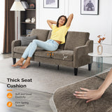 VINGLI Couches for Living Room, Brown 71" Small Sofa Mid Century Modern Couches 3 Seater Comfy Couch Upholstered Soft Chenille Floor Couch for Bedroom, Apartment, Office VINGLI
