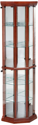 Glass Corner Curio Cabinet with 6-Shelf Medium Brown 3393 Coaster Home Furnishings