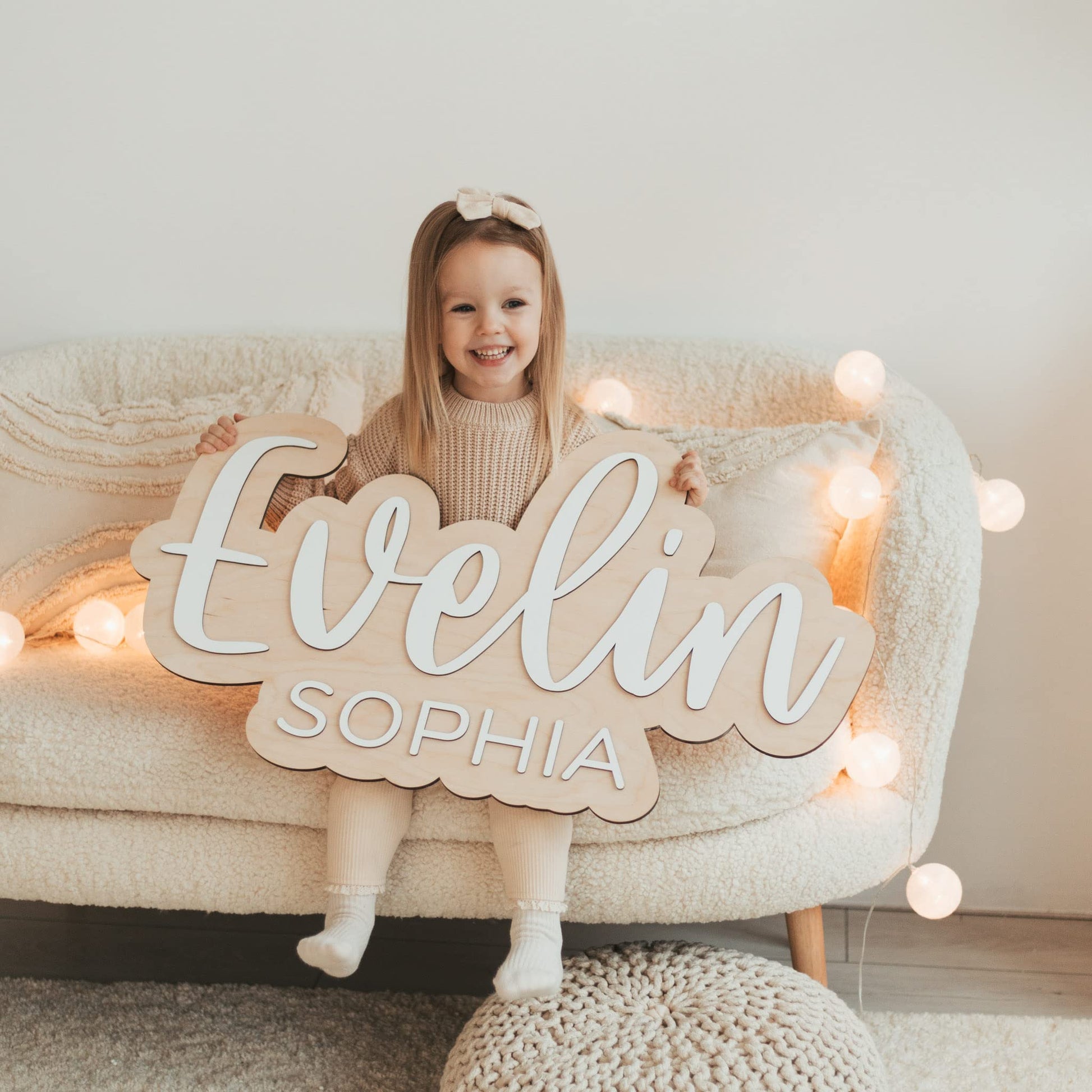 Baby Name Sign, Custom Nursery Name Sign, Wooden Kids Room Decor, Wall Decor, Baby Shower Gift, Personalized Christmas Gifts - WoodArtSupply