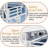 Mirightone Full Size Loft Bed with Stairs, Metal Loft Beds, High Loft Bed Frame with Storage Shelves, Lofted Full Bed with Wardrobe for Kids and Teens, No Box Spring Needed (White) Mirightone