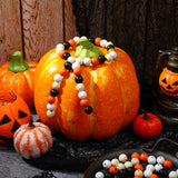 160 Pieces Wood Bead for Craft Halloween Natural Wooden Beads Rustic Farmhouse Handmade Polished Spacer Boho Bead Colorful Bead for Halloween Garlands DIY (Stylish Colors) Jetec