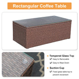 Super Patio 10 Piece Patio Furniture Set with Storage Box and Ottomans, Rattan Outdoor Conversation Set with Tempered Glass Coffee Table, Outdoor Sectional Sofa for Garden, Backyard, Deck, Brown Super Patio