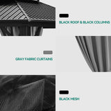 YITAHOME 10x12ft Hardtop Gazebo with Nettings and Curtains, Heavy Duty Double Roof Galvanized Steel Outdoor Combined of Vertical Stripes Roof for Patio, Backyard, Deck, Lawns, Gray YITAHOME