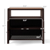 Outsunny Wicker Outdoor Storage Cabinet, Rattan Outdoor Bar Table with Acacia Wood Countertop, 2 Doors and Shelf, Buffet Cabinet Sideboard for Poolside, Garden, Patio, Backyard, Brown Outsunny