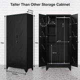 75" Taller Metal Garage Storage Cabinet,Tool Chest, Large Offiice Storage Cabinet wiith Lock Doors, Stainless Steel Bottom Plate with Holes,Utility Room Organization(H75* D16.53*L33.85)(BLACK) ZONLESON