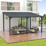 COBANA 10' x 14' Large Gazebo, Hardtop Wall Mounted Lean to Gazebo Pergola with Metal Roof for Patio, Deck, Backyard COBANA