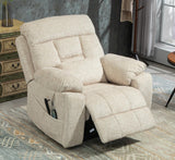 Big Tall Man Power Lift Lay Flat Recliner, Extra Wide Oversized Heat Massage Dual Motor Recliners Up to 400 LBS, Large Electric Power Recliner Chairs for Elderly, Adults, Lazy Boy(Cream Chenille) LITVZ