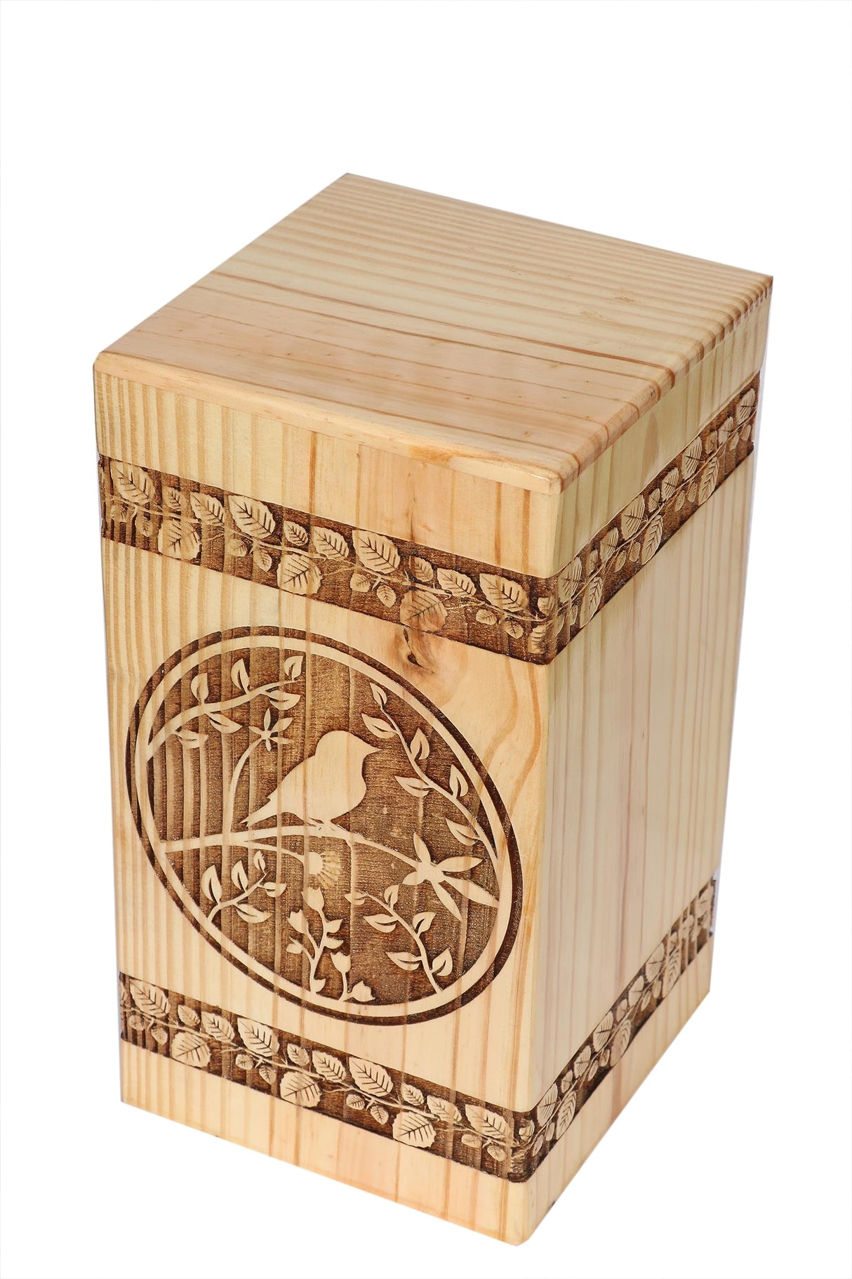 Sunrise Wood Store Bird Engraved Handmade Wooden Urn, Memorial Keepsake Urns for Human Ashes Adult Male/Female - Wooden Decorative Urn for Human- Generic