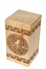 Sunrise Wood Store Bird Engraved Handmade Wooden Urn, Memorial Keepsake Urns for Human Ashes Adult Male/Female - Wooden Decorative Urn for Human- Generic