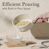 CAROTE 1.5Qt & 3.0Qt Sauce Pan Set with Lid Nonstick Saucepan 4 Pcs Non Stick Sauce Pots Cooking Pot with Pour Spout, Easy to Clean, Small Kitchen Pots Induction Pot, PFOA FREE (White Granite) CAROTE