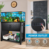 BEURUKU 40 Gallon Tank Stand with Cabinet and Power Outlets, Heavy Duty Metal Aquarium Stand for 40-50 Gallon Breeder Tank, Turtle Tank, Double Terrarium Stand, 660LBS Capacity, Black BEURUKU