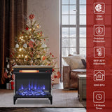 Innoflame 24" Electric Fireplace Heater, 3-Sided Glass & Wooden Top Design, Adjustable 4 Flame Colors, Remote, Timer, 1500W Infrared Heater w/Overheat Protection, Fireplace Heaters for Indoor use Innoflame