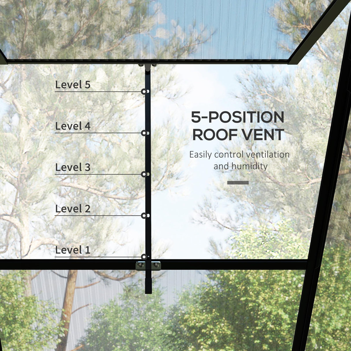 Outsunny 6' x 4' Lean-to Polycarbonate Greenhouse, Walk-in Hobby Green House with Sliding Door, 5-Level Roof Vent, Rain Gutter, Garden Plant Hot House with Aluminum Frame and Foundation, Black Outsunny