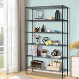 BestOffice | 6-Tier Wire Storage Shelves | 42x16x72 | Black | with Adjustable Racks | Heavy-Duty Metal Shelf, Holds Upto 1500 lbs | No-Tool Assembly | Ideal for Home & Garage Shelving BestOffice
