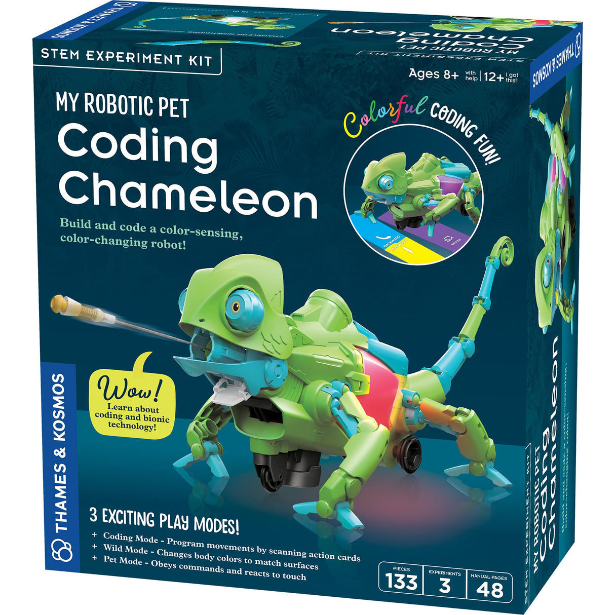 Thames & Kosmos My Robotic Pet: Coding Chameleon STEM Building & Experiment Kit | Color-Sensing Coding Robot for Boys & Girls Ages 8+, Screen-Free Educational Fun, Robotic Reptile with 3 Play Modes Thames & Kosmos