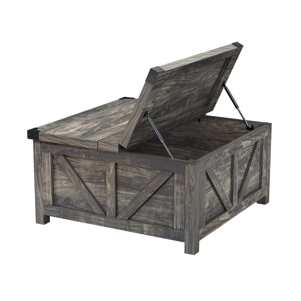 jimeimen Farmhouse Lift Top Coffee Table with Storage, Wood Square Center Table with Charging Station&USB Ports, Living Room Central Table w/Large Hidden Space, for Living Room, Bedroom, Home Office jimeimen