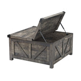 jimeimen Farmhouse Lift Top Coffee Table with Storage, Wood Square Center Table with Charging Station&USB Ports, Living Room Central Table w/Large Hidden Space, for Living Room, Bedroom, Home Office jimeimen