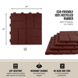 Playsafer Brick Rubber Interlocking Tiles | 16 X 16 | Easy Install for Indoor and Outdoor Use (Red, 20 Tiles) Playsafer