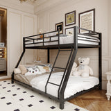 EMKK Twin Over Full Bunk Bed for Adults, Metal Bunk Beds Twin Over Full Size for Teens Dorm Bedroom Guest Room,Heavy Duty Bunk Beds with Ladder and Safety Full Length Guardrail (Black G) EMKK