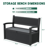 GULAIMOAO 80 Gallon Outdoor Storage Box, Deck Box with Waterproof and UV Resistant, Resin Patio Furniture with Lockable for Garden Tools and Pool Supplies, Black GULAIMOAO