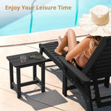 LUE BONA Outdoor Side Table, HDPS Small Outdoor Table, Adirondack Side Table, Outside End Table for Patio, Porch, Deck, Pool, Weather Resistant/Easy Maintenance/Indoor or Outdoor Use, Black LUE BONA