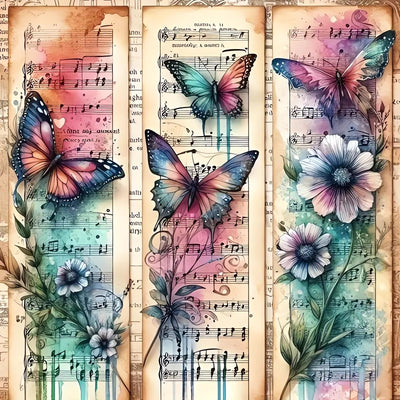 Rekxtmo DIY Butterfly Diamond Art Kits for Adults, 5D Diamond Painting for Beginners, Music Diamond Dot, Gem Painting Kit, Small Dimond Art Paintings Kit, Crafts for Adults, Home Wall Decor 14x14inch