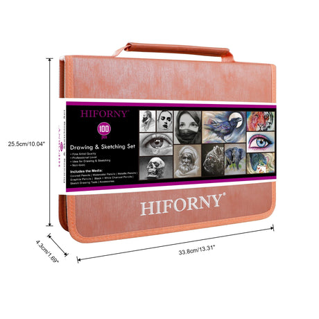 HIFORNY 100 PCS Drawing & Sketching Set, Professional Art Supplies with Graphite,Charcoal, Colored,Watercolor,Metallic Pencils,Blending Tools,Sketchbook and Coloring Book in Zipper Case (Pink) HIFORNY