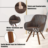 KithKasa Mid Century Modern Desk Chair No Wheels Swivel Accent Home Office Chair with Walnut Color Wood Legs for Living Room, Brown KithKasa