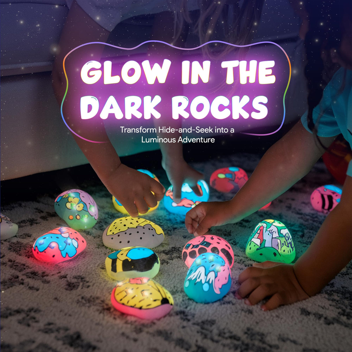 Rock Painting Kit - Glow in The Dark, 60+ Pcs Arts and Crafts Rock Painting kit for Kids 6-12, Art Supplies with Glow & Standard Paints, Outdoor Toys for Boys & Girls Birthday & Easter Gifts WoodArtSupply