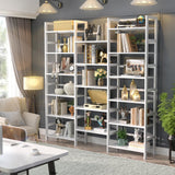 Homykic 6ft Tall Triple Wide Bamboo Bookshelf with 17 Open Shelves - Stylish Storage Solution for Home and Office Homykic