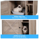 Hey-brother Cat Tree with Litter Box Enclosure, Modern Cat Tower for Indoor Cats with Large Platform, Condo Food Station and 2 Hammocks, All-in-one Cat Furniture, Wood Rustic Gray MPJ115SG Hey-brother