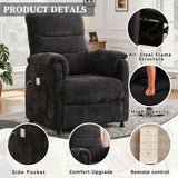 Veemuaro Electric Recliner Chair, Power Recliner Sofa with Remote, Adjustable Backrest and Side Pocket, 7-Zone Support, 350 LBS, Soft Chenille Fabric Armchair for Living Room Bedroom, Black Veemuaro
