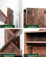 FFFlowerBBBook 6 Tier Tree Bookshelf,Small Bookcase with Storage Cabinet, Modern Tall Narrow Bookshelves Organizer, Floor Standing Book Shelf for Bedroom/Living Room/Home Office/CDs/Movies/Corner FFFlowerBBBook