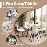 Giantex Round Dining Table Set for 4, 5-Piece Breakfast Nook Table Set w/ 31.5" Dinner Table, Dining Chairs, Wood Legs, Dinette Set, Kitchen Table Chairs Set for Living Room Restaurant (White+Walnut) Giantex