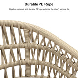 PURPLE LEAF Outdoor Rattan 24" Counter Height Bar Stools Chair Set of 2, Modern Upholstered Patio Bar Stool with Backrest for Indoor and Outdoor, Kitchen Island, Teak PURPLE LEAF