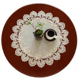 European Antique Jacquard Lace Table Doilies,Small Farmhouse Linen Embroidered Table Topper Scarf Place Mat RusticTable Cover (Flower Shape, Diameter 23.5Inch) VIRFONOR