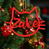 Personalized Cat Face Wood Ornament, Wooden Christmas Ornament souleather