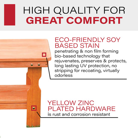 Amish Casual Heavy Duty Outdoor Wood End Table in Cedar Stain - Quality Crafted in The USA from Treated Pine by Amish Artisans Amish Casual