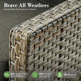 11 Pcs Patio Furniture with Fire Pit Table, Outdoor Rattan Wicker Conversation Set with Glowing Coffee Table, Comfy Sectional Sofa for Porch Balcony Backyard Pool, Black ovios