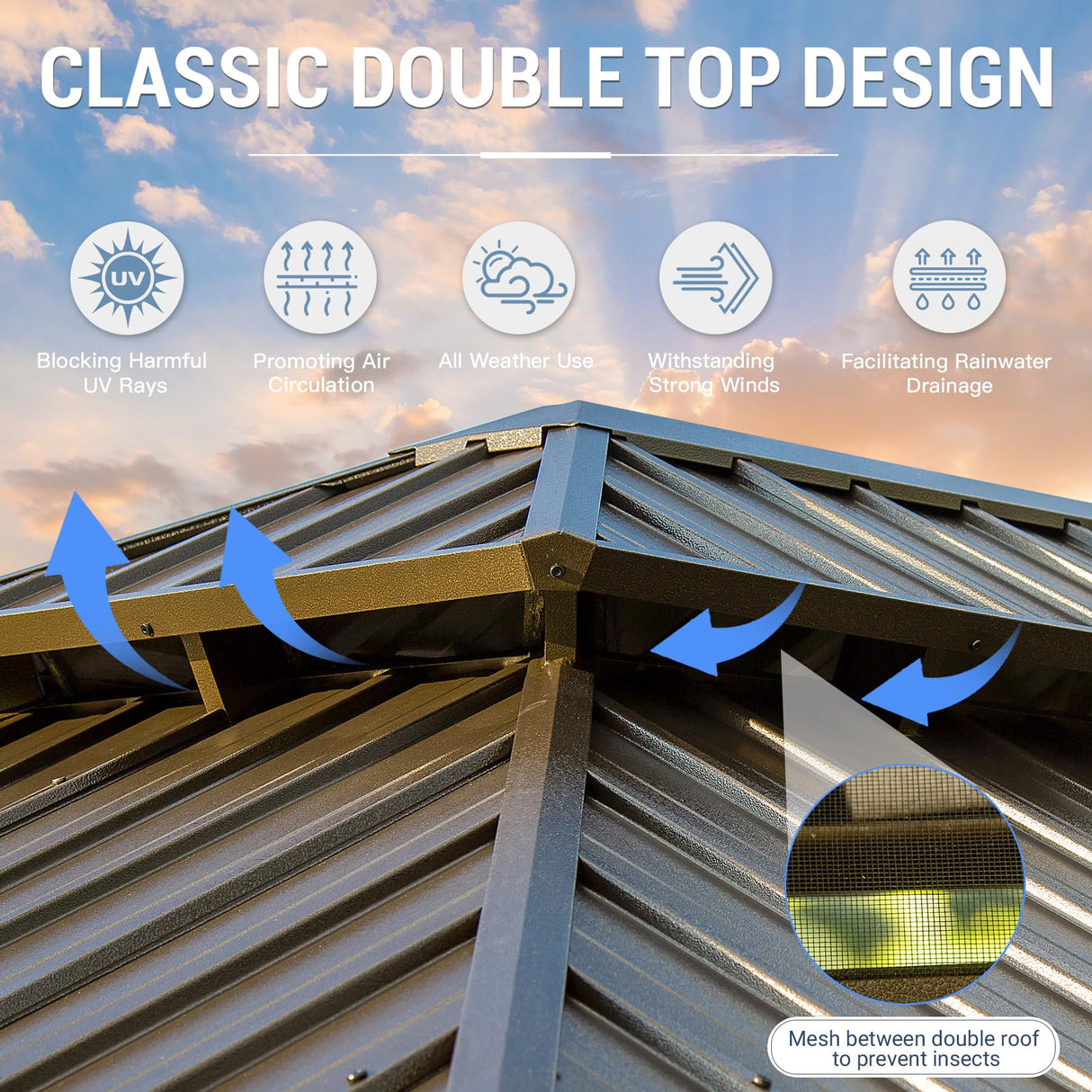 10' x 12' Hardtop Gazebo Outdoor Aluminum Gazebos Grill with Galvanized Steel Double Canopy for Patios Deck Backyard,Curtains&Netting by domi outdoor living domi outdoor living