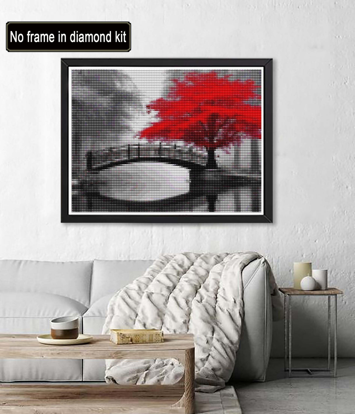 Diymood DIY 5D Diamond Painting Kits for Adults Landscape - Diamond Art Kits for Adults Red Tree Bridge | Full Drill Round | Crystal Mosaic Picture | Beginner | Home Wall Decor | 16x20inch Diymood