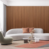 Art3dwallpanels 8 Pack Wood Slat Wall Paneling, 104'' x 6.7'' WPC Soundproof 3D Wall Panels for Interior Wall Decor, Fluted Textured Panel Wall Slats, Teak Art3dwallpanels
