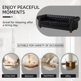 N NOORDENIYA Chesterfield Leather Sofa, 89" Mid Century Modern Couch with Low Back, Roll Arm Nailhead Trim Classic 3 Seater Couch for Living Room, Office, Apartment, PU Black N NOORDENIYA