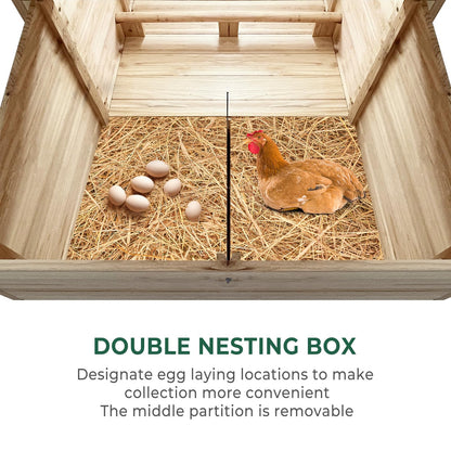 Lyromix Wooden Chicken Coop Hen House with 2 Chicken Nesting Box, Poultry Cage Rabbit Hutch for Outdoor Backyard - WoodArtSupply