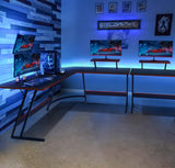 Homall L Shaped Gaming Desk Computer Corner Desk PC Gaming Desk Table with Large Monitor Riser Stand for Home Office Sturdy Writing Workstation (Black, 51 Inch) Homall