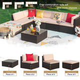 Homall 7 Pieces Patio Outdoor Furniture Sofa Set, All Weather PE Rattan Wicker Sectional Sets Modern Modular Couch Outside Conversation Set with Thick Cushions and Glass Coffee Table (Brown) Homall